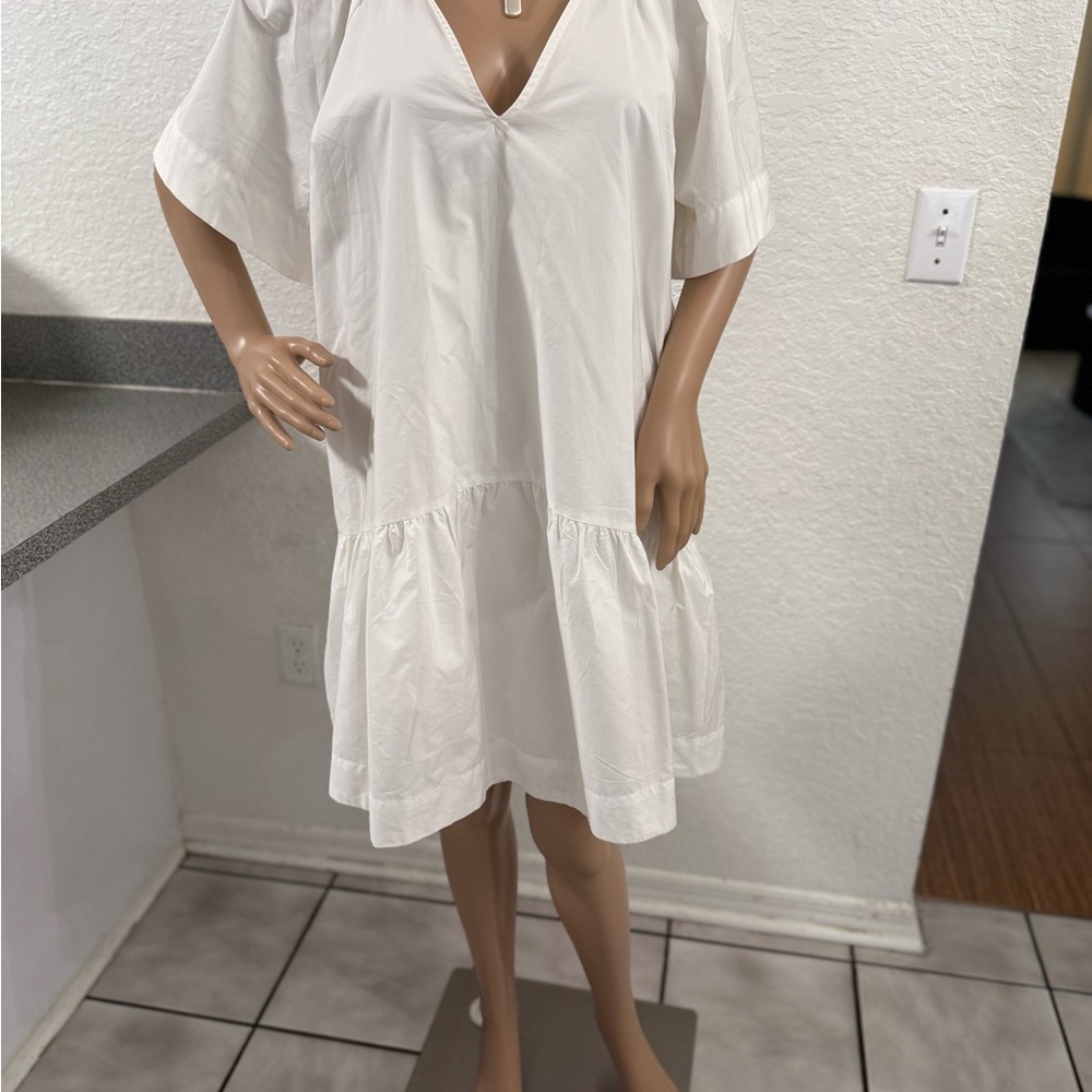 White V-Neck Dress